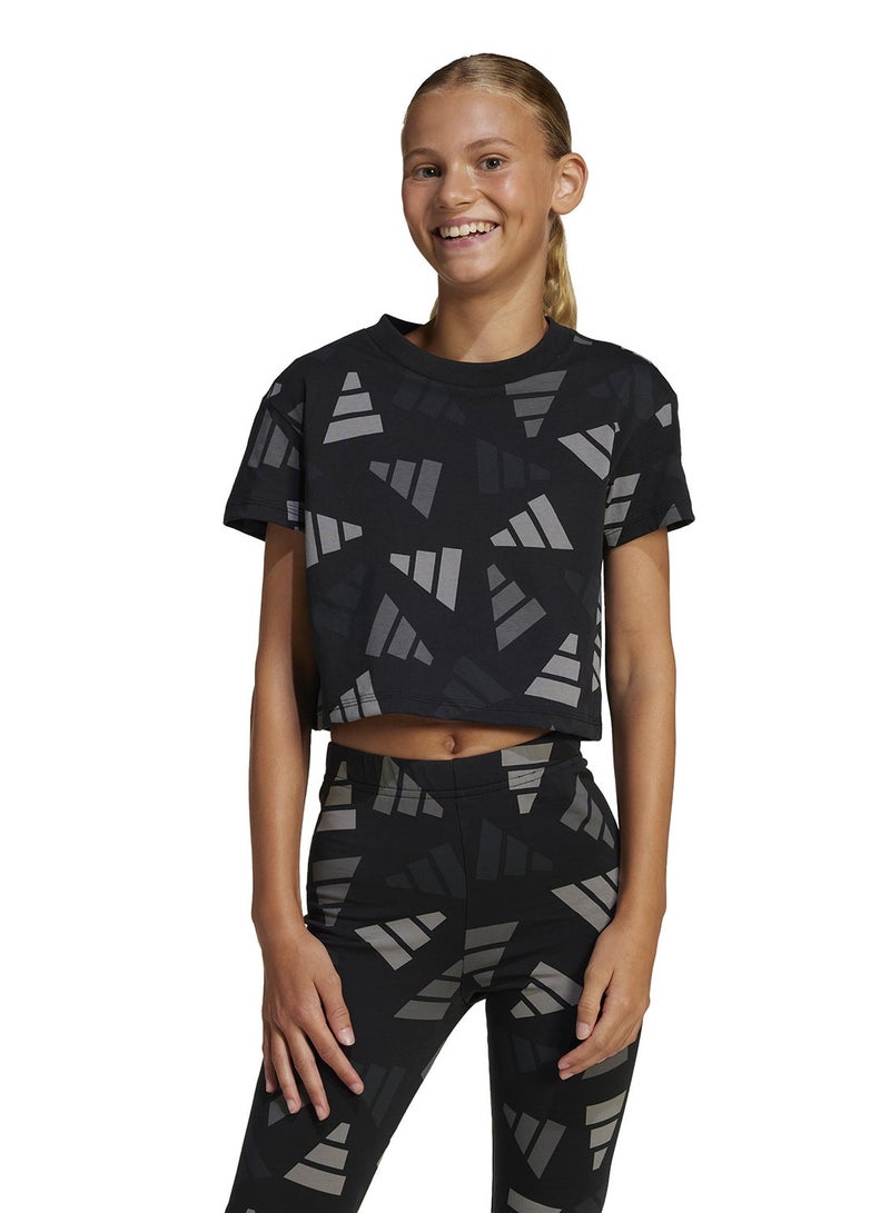 Adidas Youth Seasonal Essentials Logo Celebration Crop T-Shirt - Image 1